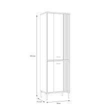 Glasvitrine >JOAKIMIS< Lamelle, Mauvella Eiche Dekor / Schwarz - 59x197,4x41,5cm (BxHxT)