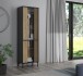 Glasvitrine >JOAKIMIS< Lamelle, Mauvella Eiche Dekor / Schwarz - 59x197,4x41,5cm (BxHxT)