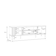 TV-Board >JOAKIMIS< Lamelle, Mauvella Eiche Dekor / Schwarz - 159,5x51x41,5cm (BxHxT)