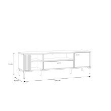 TV-Board >JOAKIMIS< Lamelle, Mauvella Eiche Dekor / Schwarz - 159,5x51x41,5cm (BxHxT)