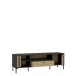 TV-Board >JOAKIMIS< Lamelle, Mauvella Eiche Dekor / Schwarz - 159,5x51x41,5cm (BxHxT)