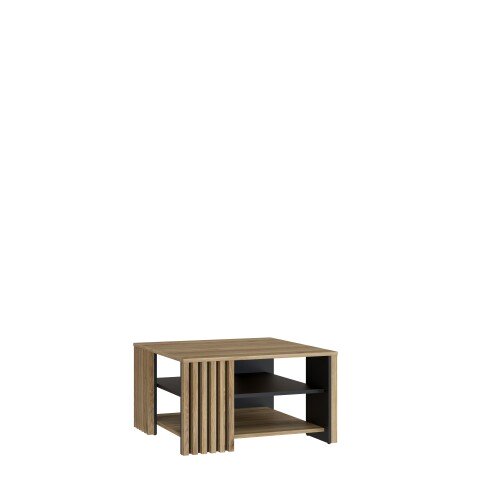 Couchtisch >JOAKIMIS< Lamelle, Mauvella Eiche Dekor / Schwarz - 80x45x80cm (BxHxT)