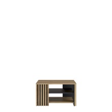Couchtisch >JOAKIMIS< Lamelle, Mauvella Eiche Dekor / Schwarz - 80x45x80cm (BxHxT)