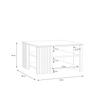Couchtisch >JOAKIMIS< Lamelle, Mauvella Eiche Dekor / Schwarz - 80x45x80cm (BxHxT)