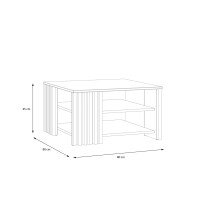 Couchtisch >JOAKIMIS< Lamelle, Mauvella Eiche Dekor / Schwarz - 80x45x80cm (BxHxT)