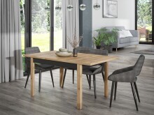 Kulissen-Esstisch >JOAKIMIS< ausziehbar bis 160cm, Eiche Dekor/ Schwarz - 120,4/160x76,6x80cm BxHxT