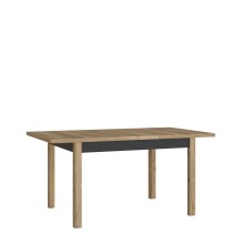 Kulissen-Esstisch >JOAKIMIS< ausziehbar bis 160cm, Eiche Dekor/ Schwarz - 120,4/160x76,6x80cm BxHxT