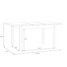 Kulissen-Esstisch >JOAKIMIS< ausziehbar bis 160cm, Eiche Dekor/ Schwarz - 120,4/160x76,6x80cm BxHxT