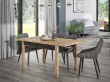 Kulissen-Esstisch >JOAKIMIS< ausziehbar bis 160cm, Eiche Dekor/ Schwarz - 120,4/160x76,6x80cm BxHxT