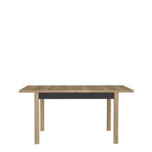 Kulissen-Esstisch >JOAKIMIS< ausziehbar bis 160cm, Eiche Dekor/ Schwarz - 120,4/160x76,6x80cm BxHxT