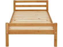 Bett >Umeå< 90x200 cm aus massivem Kiefernholz in Natur mit Lattenrost