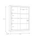 Highboard >SAVONA< LED, Script-Schlameiche Dekor / Schwarz Glanz - 133x161,8x42,3cm B/H/T