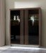 Highboard >SAVONA< LED, Script-Schlameiche Dekor / Schwarz Glanz - 133x161,8x42,3cm B/H/T