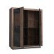 Highboard >SAVONA< LED, Script-Schlameiche Dekor / Schwarz Glanz - 133x161,8x42,3cm B/H/T