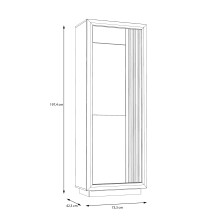 Vitrine >SAVONA< LED, Script-Schlameiche / Schwarz Glanz - 73,3x197x42,3cm (B/H/T)