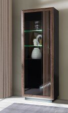 Vitrine >SAVONA< LED, Script-Schlameiche / Schwarz...