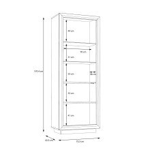 Vitrine >SAVONA< LED, Script-Schlameiche / Schwarz Glanz - 73,3x197x42,3cm (B/H/T)