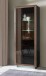 Vitrine >SAVONA< LED, Script-Schlameiche Dekor/ Schwarz Glanz - 73,3x197x42,3cm (B/H/T)