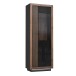 Vitrine >SAVONA< LED, Script-Schlameiche Dekor/ Schwarz Glanz - 73,3x197x42,3cm (B/H/T)