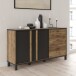 Sideboard >HAYATO< 3 Schübe, 2 Türen, Alpenfichte Dekor / Schwarz - 154,5x85,2x42cm BxHxT