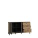 Sideboard >HAYATO< 3 Schübe, 2 Türen, Alpenfichte Dekor / Schwarz - 154,5x85,2x42cm BxHxT