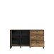 Sideboard >HAYATO< 3 Schübe, 2 Türen, Alpenfichte Dekor / Schwarz - 154,5x85,2x42cm BxHxT