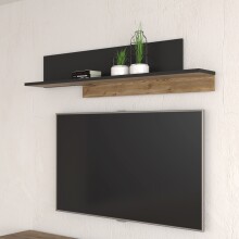 Wandboard >HAYATO< in Alpenfichte Dekor / Schwarz - 154x35,4x21,9cm (BxHxT)