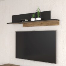 Wandboard >HAYATO< in Alpenfichte Dekor / Schwarz - 154x35,4x21,9cm (BxHxT)
