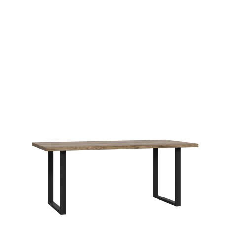 Esstisch >HAYATO< in Alpenfichte Dekor / Schwarz - 160x74,7x90cm (BxHxT)