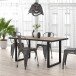 Esstisch >HAYATO< in Alpenfichte Dekor / Schwarz - 160x74,7x90cm (BxHxT)
