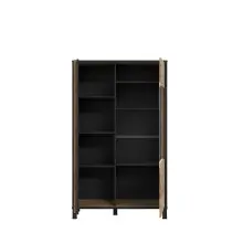 Highbaord >HAYATO< 2 Türen, Alpenfichte Dekor / Schwarz - 95,4x158,8x42cm (BxHxT)