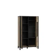Highbaord >HAYATO< 2 Türen, Alpenfichte Dekor / Schwarz - 95,4x158,8x42cm (BxHxT)