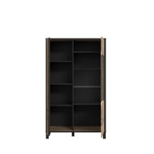 Highbaord >HAYATO< 2 Türen, Alpenfichte Dekor / Schwarz - 95,4x158,8x42cm (BxHxT)