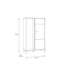 Highbaord >HAYATO< 2 Türen, Alpenfichte Dekor / Schwarz - 95,4x158,8x42cm (BxHxT)