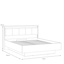 Stauraumbett >HAYATO< mit Rost, LED, Alpenfichte Dekor/schwarz - 172,6x104,3x207,3cm (BxHxT)