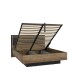 Stauraumbett >HAYATO< mit Rost, LED, Alpenfichte Dekor/schwarz - 172,6x104,3x207,3cm (BxHxT)