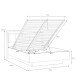 Stauraumbett >HAYATO<  mit Reost, LED, Alpenfichte Dekor/Schwarz  - 152,6x104,3x207,3cm BxHxT