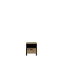 Nachtkommode >HAYATO< 1 Schublade, Alpenfichte Dekor / schwarz - 44,8x50x42cm (BxHxT)