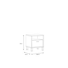 Nachtkommode >HAYATO< 1 Schublade, Alpenfichte Dekor / schwarz - 44,8x50x42cm (BxHxT)
