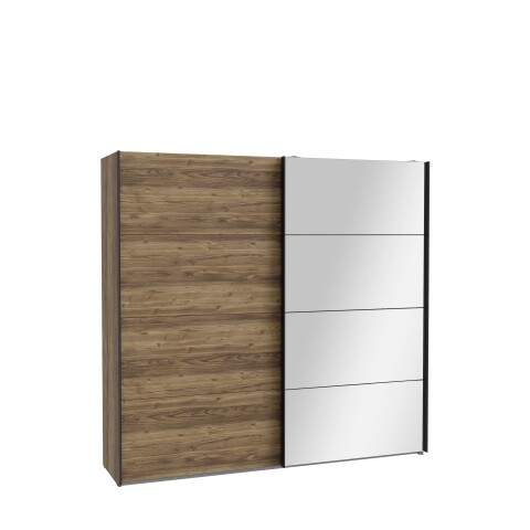 Schiebetürenschrank >HAYATO< 2 Türen, Alpenfichte Dekor / Schwarz - 220,1x210,5x61,2cm (BxHxT)