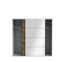 Schiebetürenschrank >HAYATO< 2 Türen, Alpenfichte Dekor / Schwarz - 220,1x210,5x61,2cm (BxHxT)
