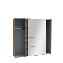 Schiebetürenschrank >HAYATO< 2 Türen, Alpenfichte Dekor / Schwarz - 220,1x210,5x61,2cm (BxHxT)