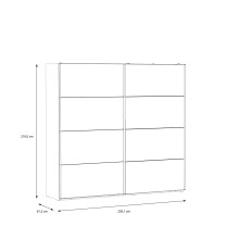 Schiebetürenschrank >HAYATO< 2 Türen, Alpenfichte Dekor / Schwarz - 220,1x210,5x61,2cm (BxHxT)