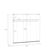 Schiebetürenschrank >HAYATO< 2 Türen, Alpenfichte Dekor / Schwarz - 220,1x210,5x61,2cm (BxHxT)