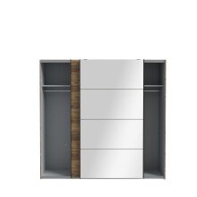 Schiebetürenschrank >HAYATO< 2 Türen, Alpenfichte Dekor / Schwarz - 220,1x210,5x61,2cm (BxHxT)