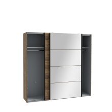 Schiebetürenschrank >HAYATO< 2 Türen, Alpenfichte Dekor / Schwarz - 220,1x210,5x61,2cm (BxHxT)