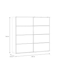Schiebetürenschrank >HAYATO< 2 Türen, Alpenfichte Dekor / Schwarz - 220,1x210,5x61,2cm (BxHxT)