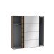 Schiebetürenschrank >HAYATO< 2 Türen, Alpenfichte Dekor / Schwarz - 220,1x210,5x61,2cm (BxHxT)