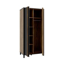 Kleiderschrank >HAYATO< 2 Türen, 1 Stange, Alpenfichte Dekor / Schwarz - 89,5x194x58cm (BxHxT)