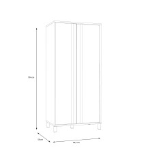Kleiderschrank >HAYATO< 2 Türen, 1 Stange, Alpenfichte Dekor / Schwarz - 89,5x194x58cm (BxHxT)